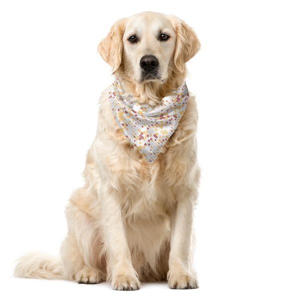 Abakuhaus Bandana Astratta Per Animali Domestici, Trippy Computer Art, 55X55 Cm, Marigold Ruby-White-image