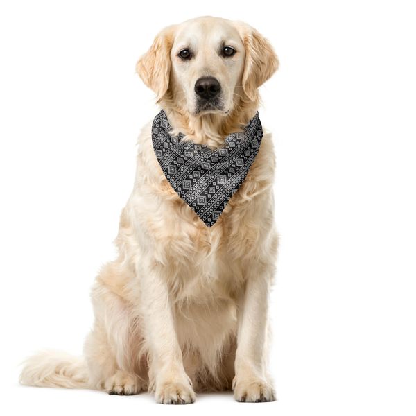 Abakuhaus Bandana Afghana Per Animali Domestici, Motivi Orientali, 55X55 Cm, Bianco E Nero-image