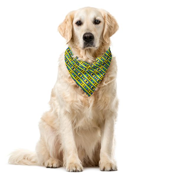 Abakuhaus Bandana Per Animali Domestici Con Motivo Kente, Geometrico Kenya, 55X55 Cm, Multicolore-image