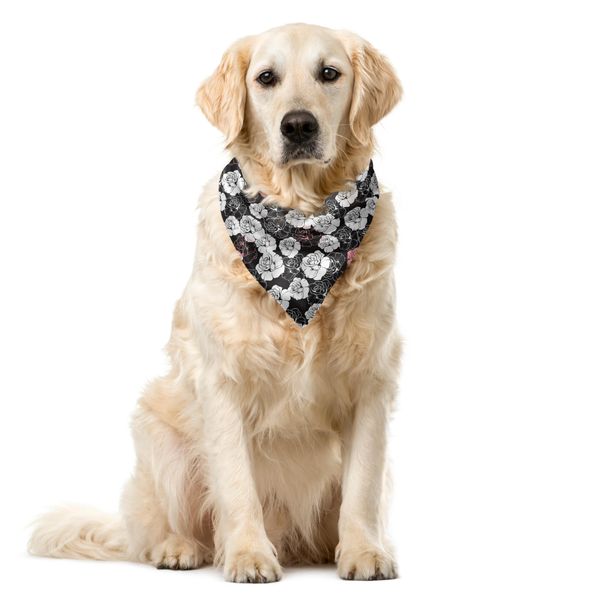 Abakuhaus Bandana Per Animali Domestici, Romantiche Rose Bianche E Rosa, 55X55 Cm, Marrone Scuro Bianco-image