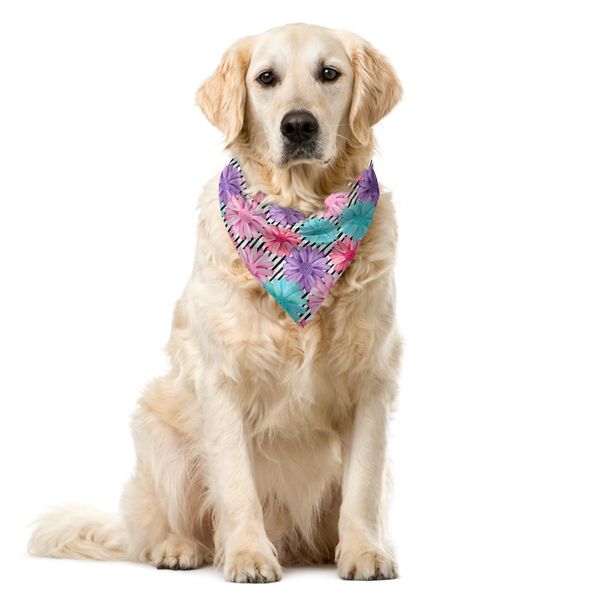 Abakuhaus Bandana Per Animali Domestici Dahlie, Fiori Colorati Su Strisce, 55X55 Cm, Multicolore-image
