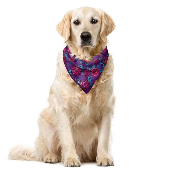 Abakuhaus Bandana Per Animali Domestici Vintage, Crisantemi Disegnati A Mano, 40X40 Cm, Rosa Porpora-image