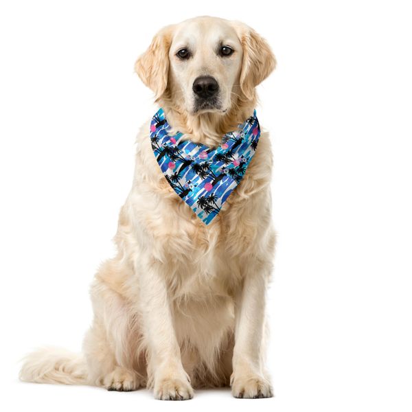 Abakuhaus Bandana Tropicale Per Animali Domestici, Concetto Hawaiian Aloha, 40X40 Cm, Blu-Nero-Rosa-image