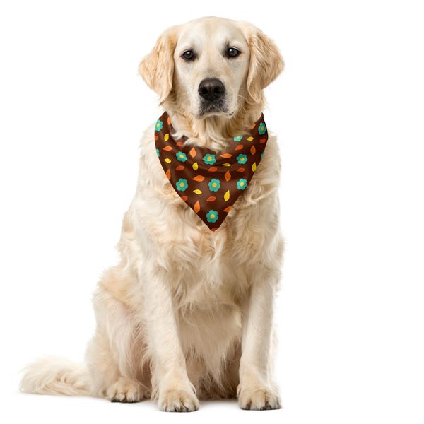 Abakuhaus Bandana Autunnale Per Animali Domestici, Tonalità Calde, Motivo Autunnale, 40X40 Cm, Cioccolato-Turchese-image