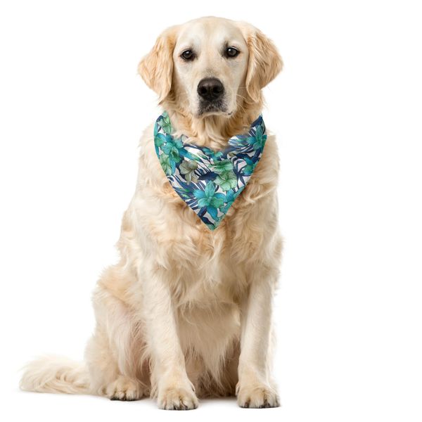 Abakuhaus Bandana Per Animali Domestici Vintage, Fiori Blu E Verde, 40X40 Cm, Multicolore-image