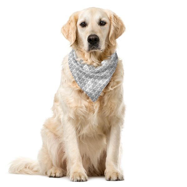 Abakuhaus Bandana Astratta Per Animali Domestici, Arte Minimalista A Triangoli, 55X55 Cm, Grigio Chiaro Bianco-image
