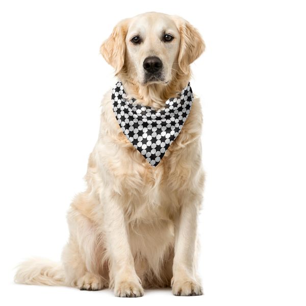 Abakuhaus Bandana Geometrica Per Animali Domestici, Motivo Esagonale Astratto, 55X55 Cm, Bianco E Nero-image