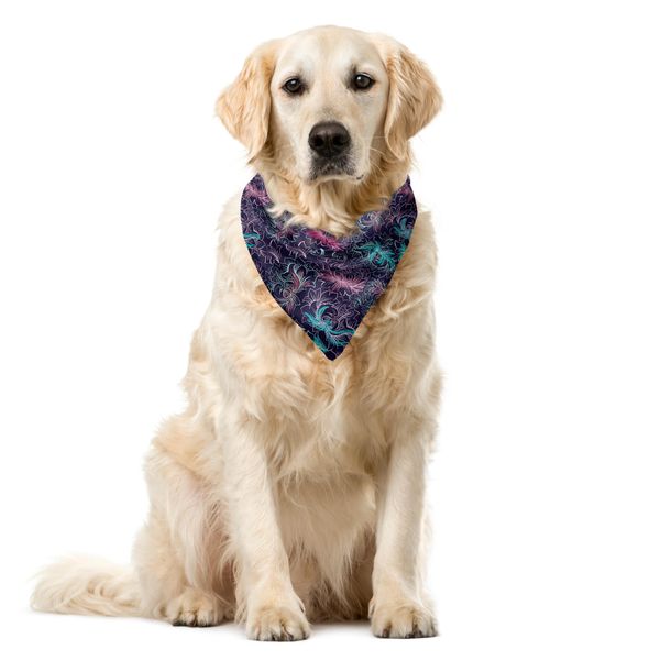 Abakuhaus Bandana Astratta Per Animali Domestici, Disegni Floreali, 55X55 Cm, Viola Scuro Multicolore-image