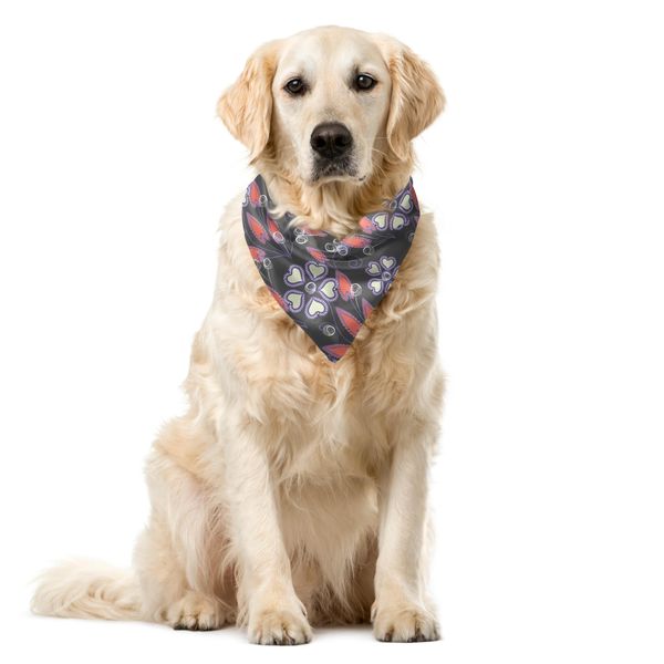Abakuhaus Bandana Geometrica Per Animali Domestici, Motivi Floreali Artistici, 55X55 Cm, Grigio Corallo Lilla-image