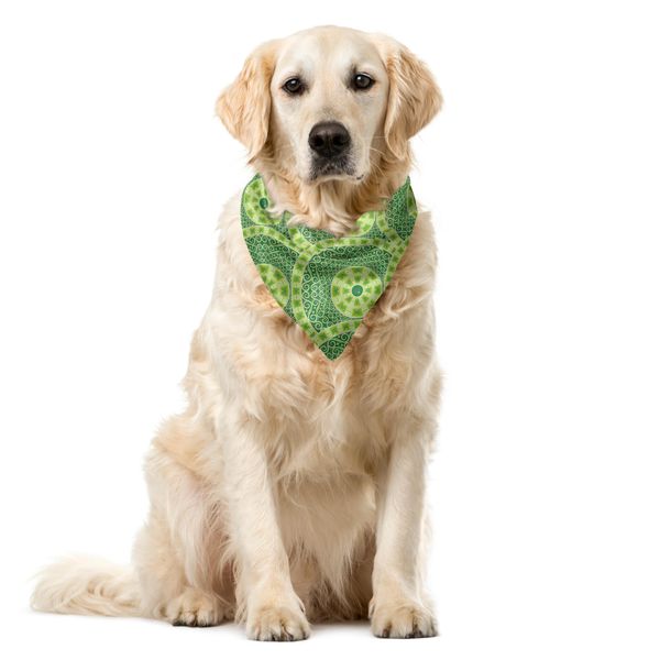 Abakuhaus Bandana Etnica Per Animali Domestici, Motivo Culturale Antico, 55X55 Cm, Verde Verde Lime-image