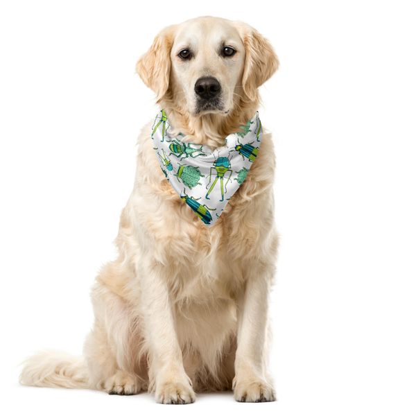Abakuhaus Bandana Per Animali Domestici Con Motivo Entomologico, Insetti Altamente Dettagliati, 55X55 Cm, Verde Bosco E Verde Menta-image