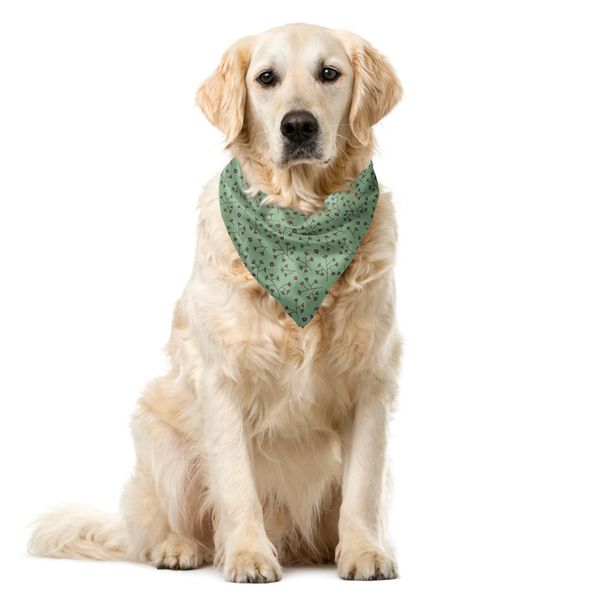Abakuhaus Bandana Per Animali Domestici Con Fiori, Elementi Botanici Floreali, 55X55 Cm, Verde Pavone E Melanzana-image