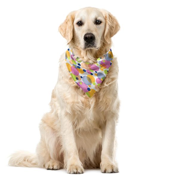 Abakuhaus Bandana Geometrica Astratta Per Animali Domestici, Cerchi Linee Puntini, 55X55 Cm, Bianco E Multicolore-image