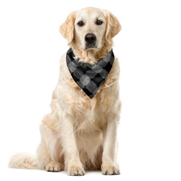 Abakuhaus Bandana Geometrica Astratta Per Animali Domestici, Cerchi Quadrati, 55X55 Cm, Grigio Antracite E Bianco-image