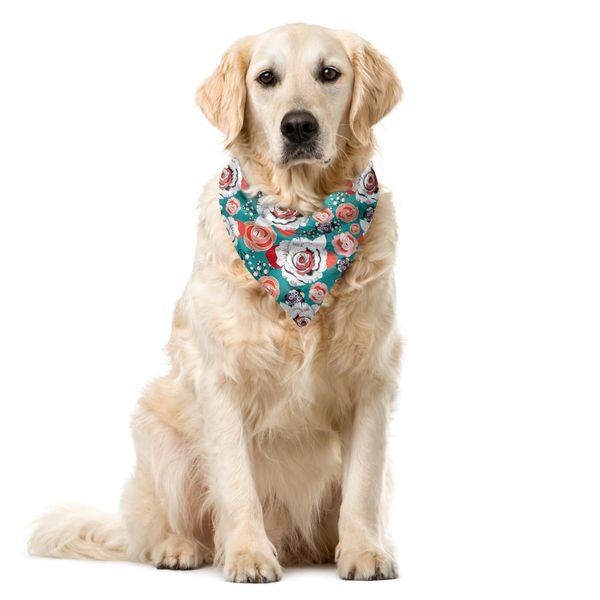 Abakuhaus Bandana Per Animali Domestici Con Fiori, Composizioni Floreali Colorate, 55X55 Cm, Multicolore Scuro Seafoam-image
