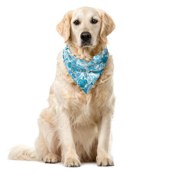 Abakuhaus Bandana Per Animali Domestici Con Balene, Creature Acquatiche Sottomarine, 40X40 Cm, Blu Mare E Blu Cielo-image