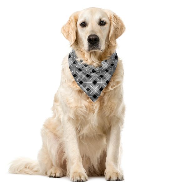 Abakuhaus Bandana Astratta Per Animali Domestici, Motivo Ispirato Al Gingham, 40X40 Cm, Grigio Antracite E Bianco-image