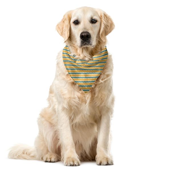 Abakuhaus Bandana Astratta Per Animali Domestici, Strisce Diagonali A Zig Zag, 55X55 Cm, Pesca Pallido-Blu Cadetto-image