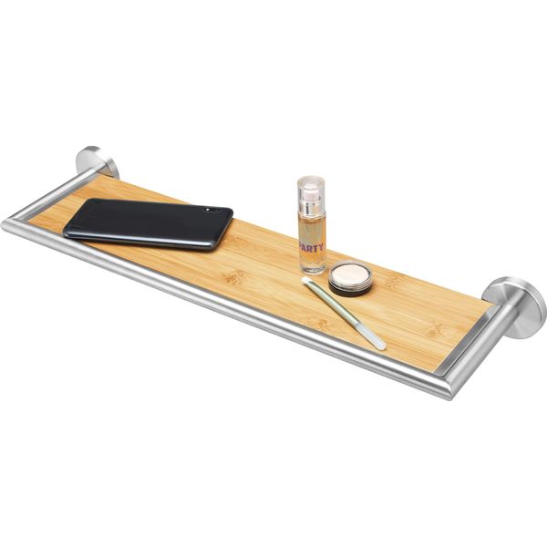 Bremermann Serie Bagno Piazza Bambus Mensola A Muro Con Struttura In Acciaio Inox E Ripiano In Bambù-image