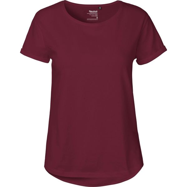 Neutral O80012 | Maglietta Da Donna Con Maniche Arrotolate / Maglia Single Jersey - Colore: Bordeaux - Taglia: Xl-image