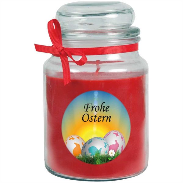 Candela Profumata Come Regalo Di Pasqua (Profumo Di Rosa), Design: Uova Di Pasqua - Candela Come Decorazione Pasquale - 500G. Cera Con Circa 110 Ore Di Combustione-image