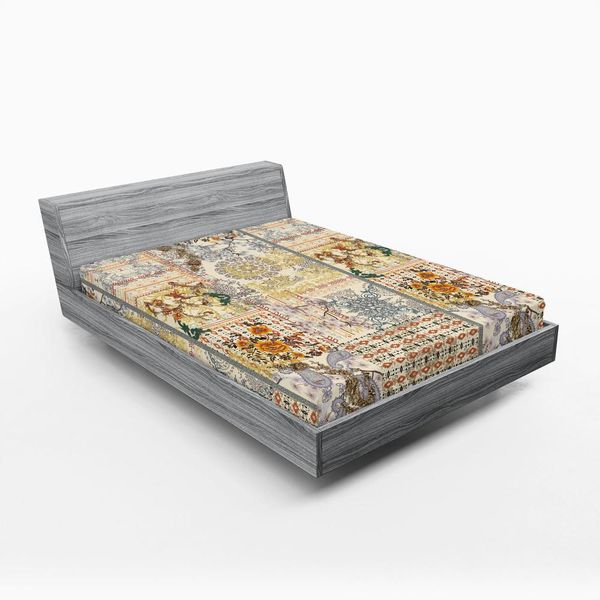 Abakuhaus Lenzuolo Con Angoli Vintage, Motivi Etnici In Colori Pastello Con Dettagli Floreali, 135 X 190 Cm, Avorio E Multicolore-image
