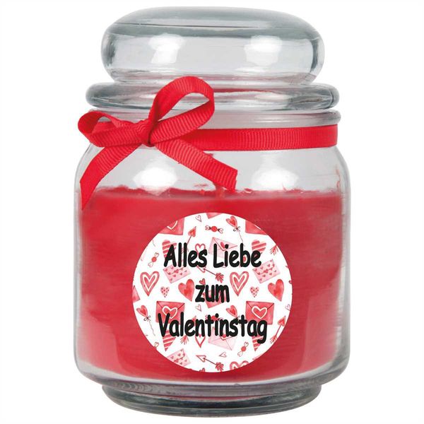 Candela Profumata Come Regalo Di San Valentino - Candela In Un Barattolo Di Caramelle Con Vari Motivi E Dimensioni Di San Valentino. San Valentino - Motivi E Dimensioni-image