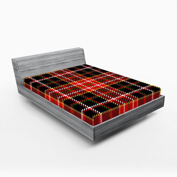 Abakuhaus Lenzuolo Con Angoli, Linee Verticali E Orizzontali, Sfondo Tartan, Ispirato Alla Moda E Alla Cultura Scozzese, 140 X 200 Cm, Multicolore-image