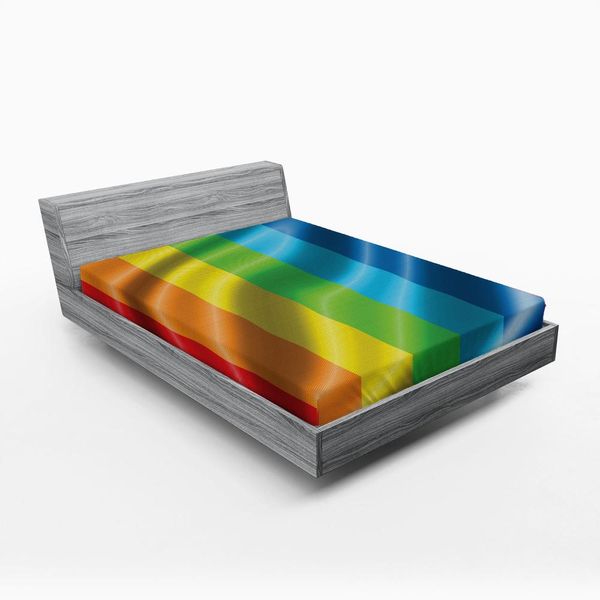 Abakuhaus Lenzuolo Con Angoli Arcobaleno, Design Ispirato Alla Bandiera Dell'orgoglio Con Colori Vivaci L'amore Vince Libertà Di Genere Tema Lgbt, 90 X 200 Cm, Multicolore-image