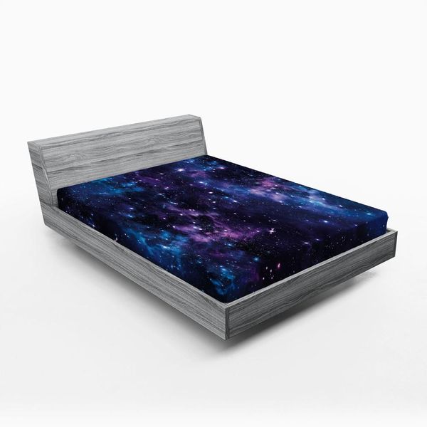 Abakuhaus Lenzuolo Con Angoli, Cielo Mistico Con Stelle, Cosmo, Nebulosa E Paesaggio Celeste, 120 X 190 Cm, Viola Scuro E Blu-image