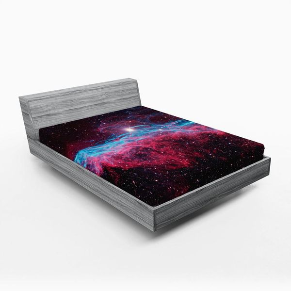 Abakuhaus Lenzuolo Con Angoli Rosa, Illustrazione A Tema Galassia, Pianeti, Universo, Stelle, Astronomia, Nebulosa, Cosmo, 140 X 200 Cm, Magenta E Nero-image