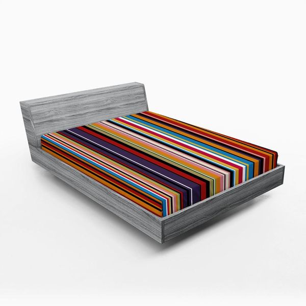 Abakuhaus Lenzuolo Con Angoli Astratto, Colori Vivaci A Righe, 140 X 200 Cm, Multicolore-image