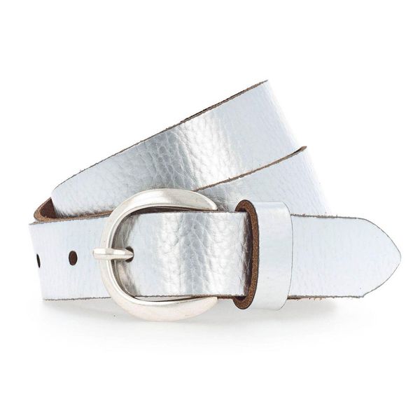 Vanzetti Pelle Cintura 25Mm Belt W80 Silver Metallic Argentato-image