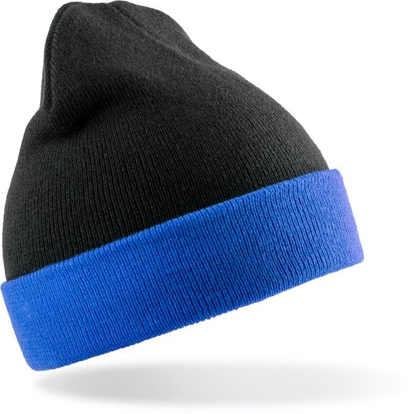 Result Genuine Recycled RC930X | Recycled Black Compass Beanie - Colore: Nero/Royal - Taglia: Unica-image