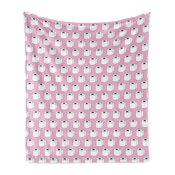 Abakuhaus Coperta Morbida In Flanella E Pile Con Caricatura, Semplice Illustrazione Caricaturale Di Tovaglioli Di Carta In Motivo Ripetitivo, Stampa Artistica, 175 X 230 Cm, Rosa Confetto E Bianco-image
