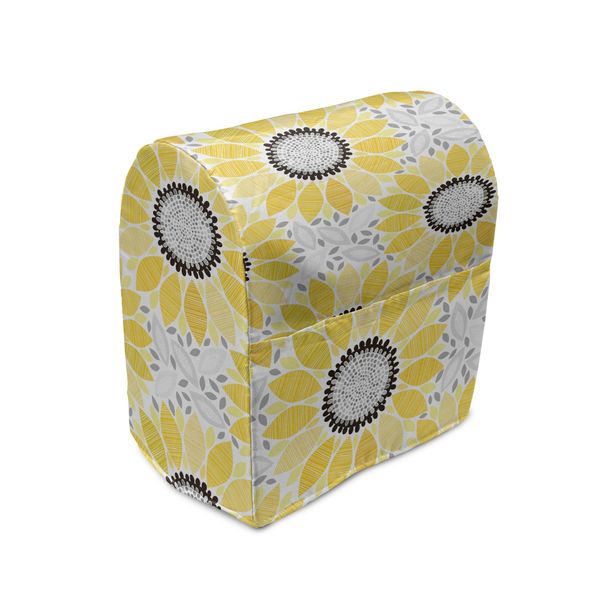 Abakuhaus Copertura Per Frullatore Da Tavolo Gialla, Sun-Blumen-Natur-Kunst, Custodia Per Elettrodomestici Da Cucina Con Tasche, 36 X 39 X 24 Cm, Giallo Grigio-image