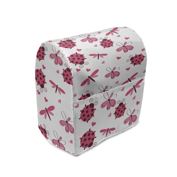 Abakuhaus Copertura Per Frullatore A Immersione Con Coccinelle, Libellule E Cuori, Custodia Con Tasche Per Utensili Da Cucina, 36 X 39 X 24 Cm, Rosso-Bianco-image