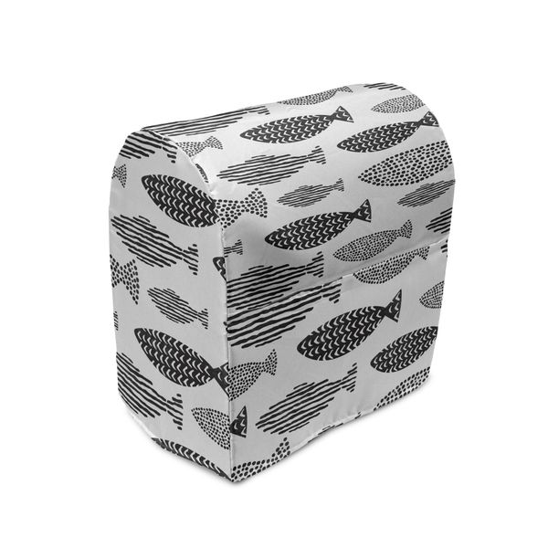 Abakuhaus Copertura Per Frullatore A Immersione, Animali Marini Bianco E Nero, Custodia Per Elettrodomestici Da Cucina Con Tasche, 36 X 39 X 24 Cm, Bianco E Nero-image