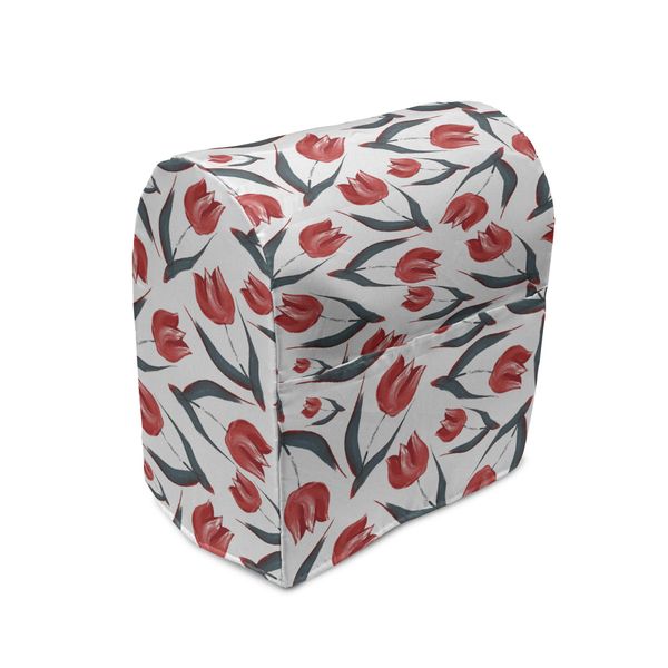 Abakuhaus Copertura Per Frullatore A Immersione Tulip, Tulipani Di Ispirazione Vintage, Custodia Per Elettrodomestici Da Cucina Con Tasche, 36 X 39 X 24 Cm, Rosso Verde-image