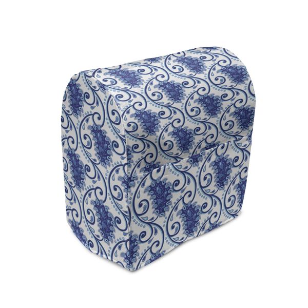 Abakuhaus Copertura Per Frullatore A Immersione Paisley, Fiori, Foglie Di Edera E Pois, Custodia Per Elettrodomestici Da Cucina Con Tasche, 36 X 39 X 24 Cm, Blu E Bianco-image