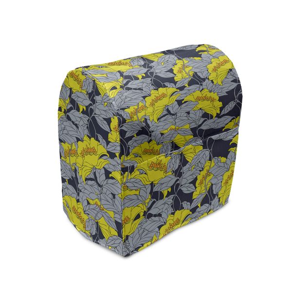 Abakuhaus Copertura Per Frullatore Da Tavolo, Tonalità Contrastanti Con Rosette, Custodia Per Elettrodomestici Da Cucina Con Tasche, 36 X 39 X 24 Cm, Giallo E Grigio-image