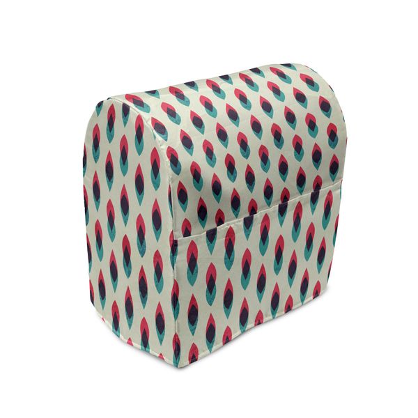 Abakuhaus Copertura Per Frullatore Da Tavolo, Motivo Geometrico Curve, Custodia Per Elettrodomestici Da Cucina Con Tasche, 36 X 39 X 24 Cm, Blu, Rosso E Crema-image
