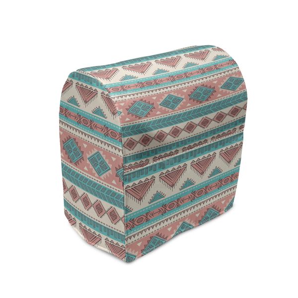 Copertura Per Frullatore Abakuhaus, Stile Aztec Art, Custodia Per Elettrodomestici Da Cucina Con Tasche, 36 X 39 X 24 Cm, Color Crema, Acquamarina E Pesca-image