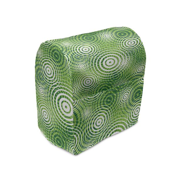 Abakuhaus Copertura Astratta Per Frullatore, Circular Eco Arrotondata, Custodia Per Elettrodomestici Da Cucina Con Tasche, 36 X 39 X 24 Cm, Verde Cacciatore Bianco-image