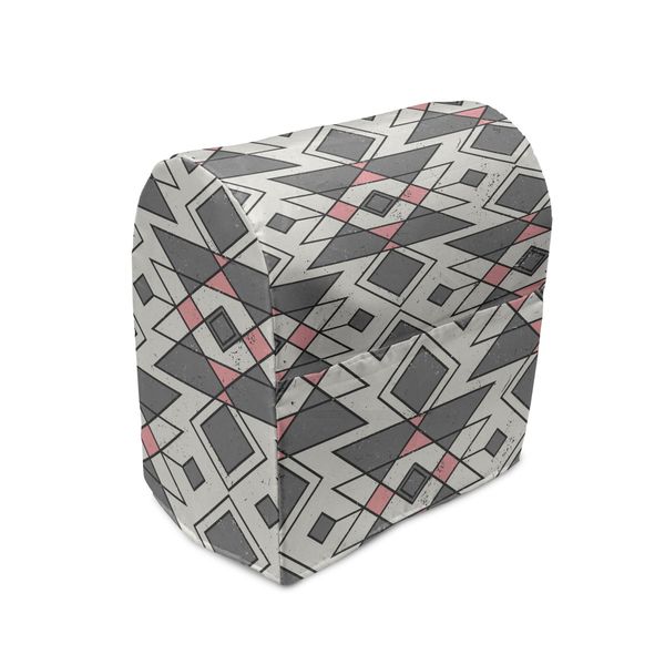 Abakuhaus Copertura Astratta Per Frullatore, Geometrica Aztec Ethnic, Custodia Per Elettrodomestici Da Cucina Con Tasche, 36 X 39 X 24 Cm, Perle Grigie Rosa Pallido-image