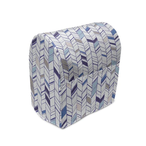 Abakuhaus Copertura Angolare Per Frullatore, Linea Boho A Zig-Zag Sketchy, Custodia Per Elettrodomestici Da Cucina Con Tasche, 36 X 39 X 24 Cm, Viola Blu Bianco-image
