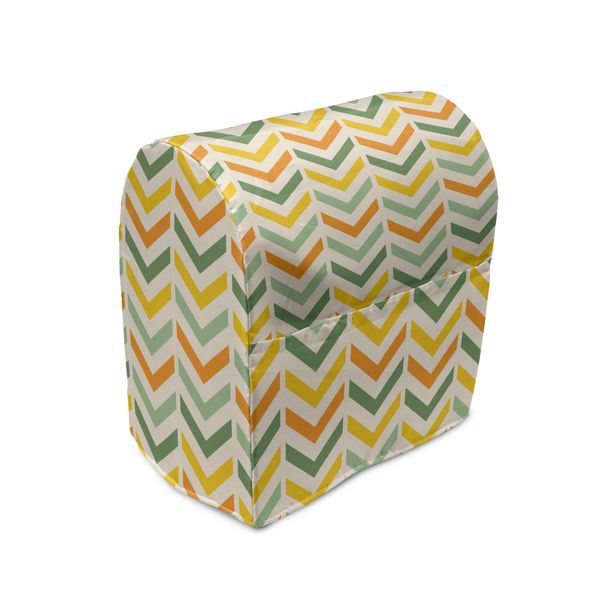 Abakuhaus Copertura Angolare Per Frullatore, Retro Zigzags Vertical, Custodia Per Elettrodomestici Da Cucina Con Tasche, 36 X 39 X 24 Cm, Verde Giallo Arancione-image