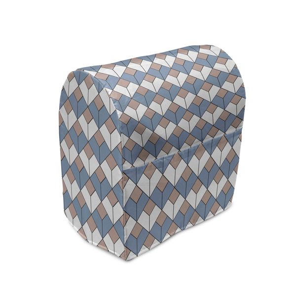 Abakuhaus Copertura Geometrica Per Frullatore, Linea Diamante Intrecciata, Custodia Per Utensili Da Cucina Con Tasche, 36 X 39 X 24 Cm, Rosa Essiccata-Blu Ardesia-image