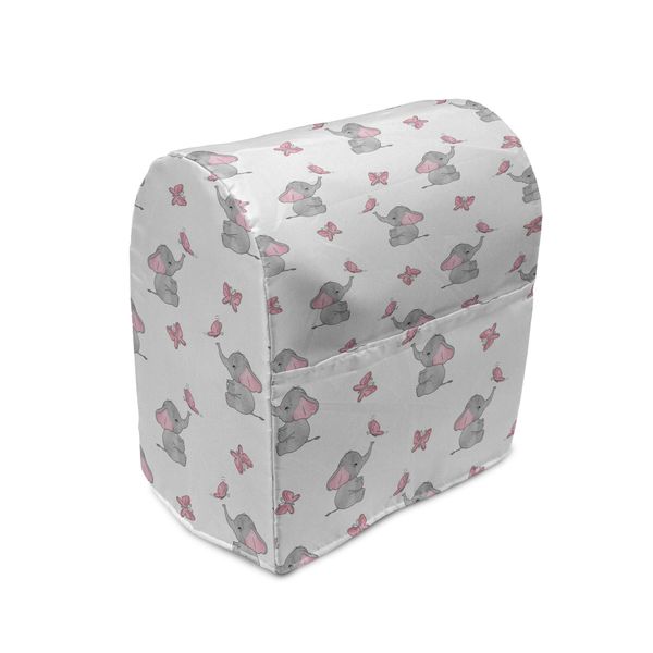 Abakuhaus Elephant Nursery Copertura Per Frullatore, Baby Butterfly, Custodia Per Utensili Da Cucina Con Tasche, 36 X 39 X 24 Cm, Grigio Rosa Pallido Bianco-image