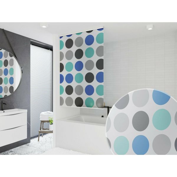 Rullo Doccia Mezza Cassetta 7 Larghezze A Scelta Tenda Doccia Bianco Grigio Verde Blu (60, Blu Retrò)-image